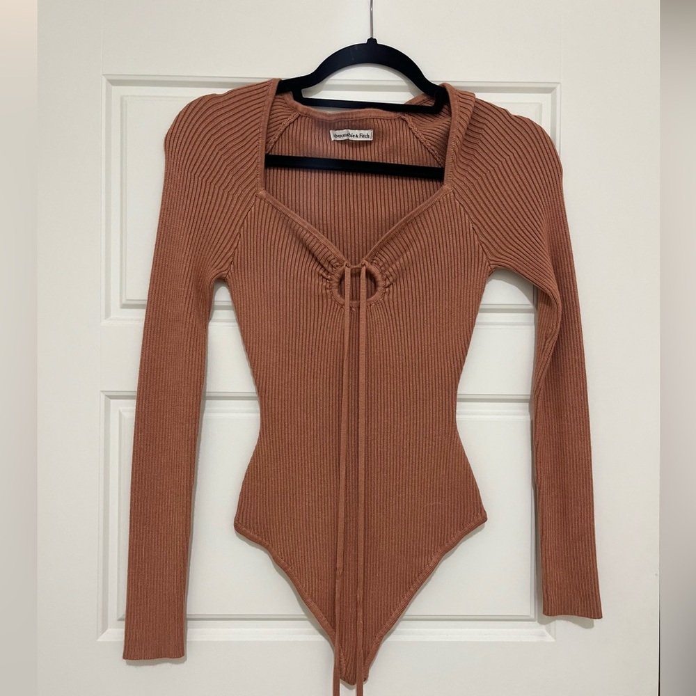 Abercrombie & Fitch Brown Ribbed Bodysuit
